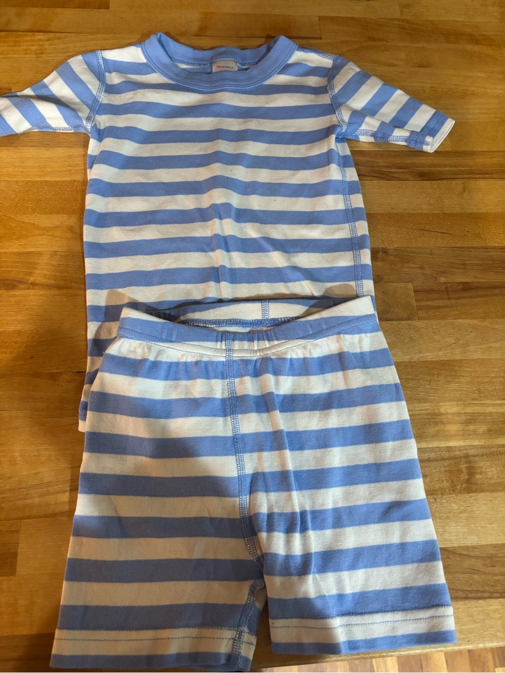 Hanna Andersson Light Blue and White Striped Pajama Set - 6/7